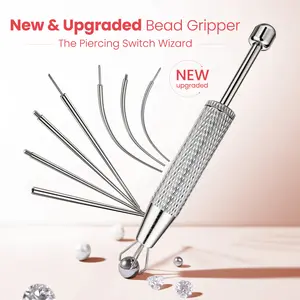 8Pcs Body Jewelry Changer Kit - 16G/18G/20G Surgical Steel Guide & Bead Gripper for Earrings, Nose Rings, Lip Studs - Fits Internally Threaded, Externally Threaded & Push-Pin Jewelry New & Upgraded Bead Gripper - The Jewelry Switch Wizard