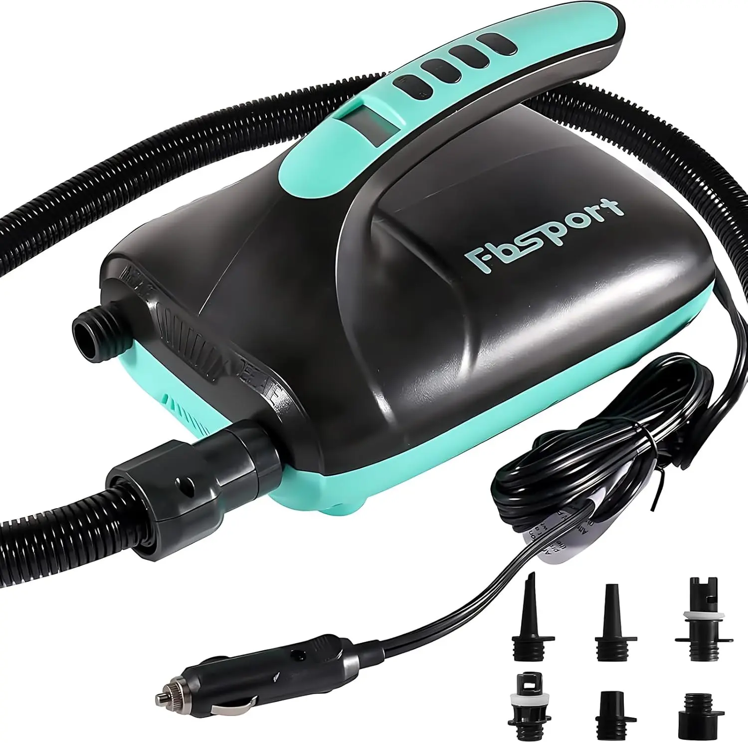 FBSPORT Electric Paddle Board Pump, 20PSI SUP Air Pump with Inflation & Deflation Functions & 12V DC Car Connector, Portable Quick Inflator for Inflatable Paddleboard, Kayaks, Boats and Air Mattresses