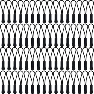 100 count Replacement Zipper Pulls Black Zipper Pull Cord Extender for Backpacks, Jackets, Luggage, Purses, Handbags
