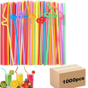 Disposable Drinking Straws, 1000pcs Colorful Long Flexible Straws, Drinking Straws for Weddings, Bars, Parties and Cocktails