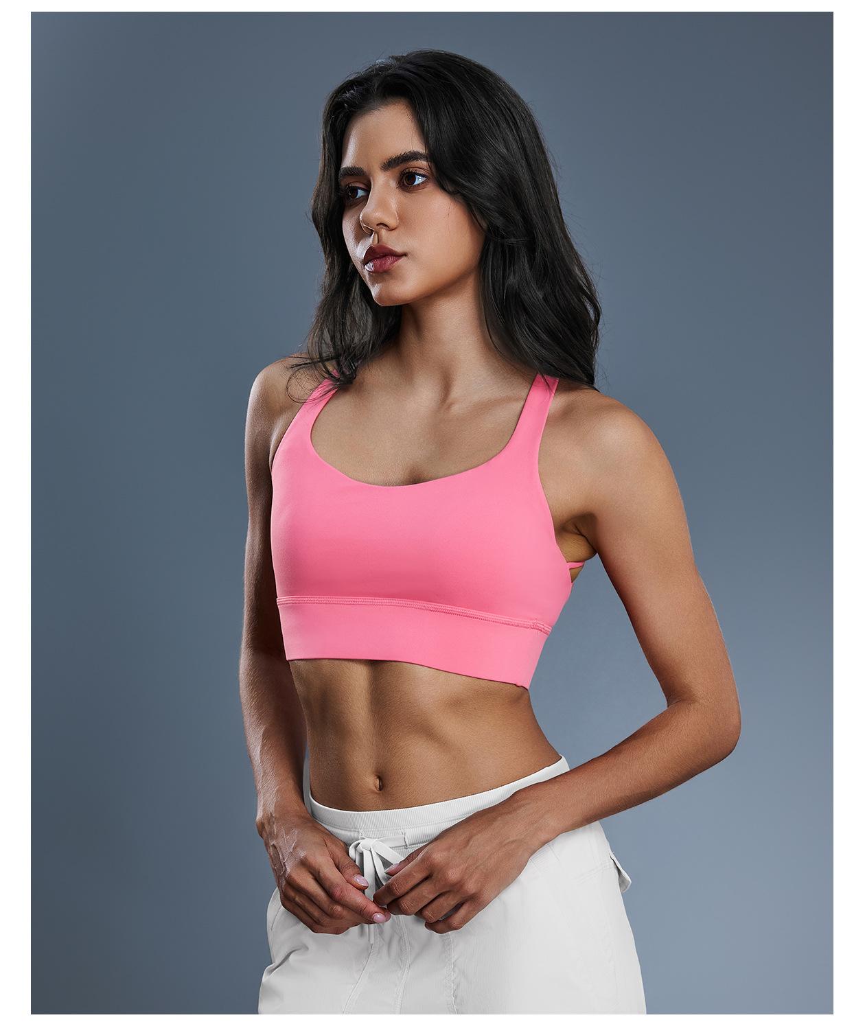 New Women's High-Impact Cross-Back Sports Bra, Shockproof Push-Up Support Fitness Bra