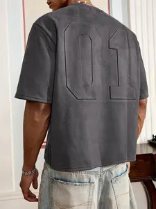 Loose Knit Short Sleeve T-Shirt With Suede, Summer, Streetwear Outfits