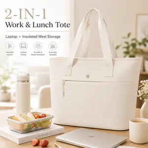 【On Sale】GLORIEROO 2-in-1 Insulated Lunch Tote Bag for Women, Work Tote with 15.6 Inch Laptop Compartment, Leakproof Cooler Bag for Office, Nurse, Teacher, School, Picnic, Travel & Summer Essentials outdoorfun