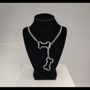 Dog Bone Slip Chain - Necklace Stainless Steel Bone Charm Neutral