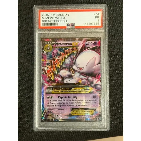 GRADED AUTHENTIC POKEMON TCG PSA-GRADE-1-M MEWTWO EX-BREAKTHROUGH-#64/162