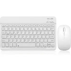 Keyboard and  Combo Rechargeable Portable  Keyboard  Set for  iPad  iOS 13 and Above  Tablet Phone Smartphone Android Windows (10 inch White)