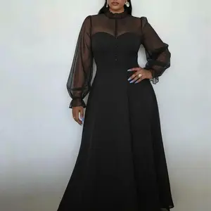 Plus Size Classic Black High-Neck Midi Dress | Curvy-Friendly Button Detail for NYC Office & Formal Events | Warm Long Sleeves  “Curvy-Friendly”（，）、 Plain Bodycon Bag Cardigan dresses women