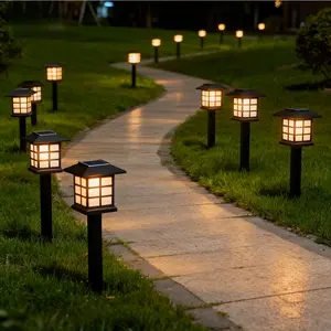 12-Piece Warm Light Solar Ground Lights / PVC Material, LED Outdoor Safety Lighting / IPX4 Waterproof Solar Lights / Villa Garden Lighting / Outdoor Wide-Angle Lights, Front Yard, Entrance, Garage Decorative Lights, Solar Christmas Lawn Lights