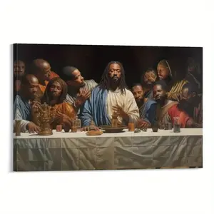 Black Jesus Last Supper, Brown Jesus Last Supper, Christian Artwork, African American Jesus, Black Christian Art Poster, for Bedroom Living Room Office Decoration