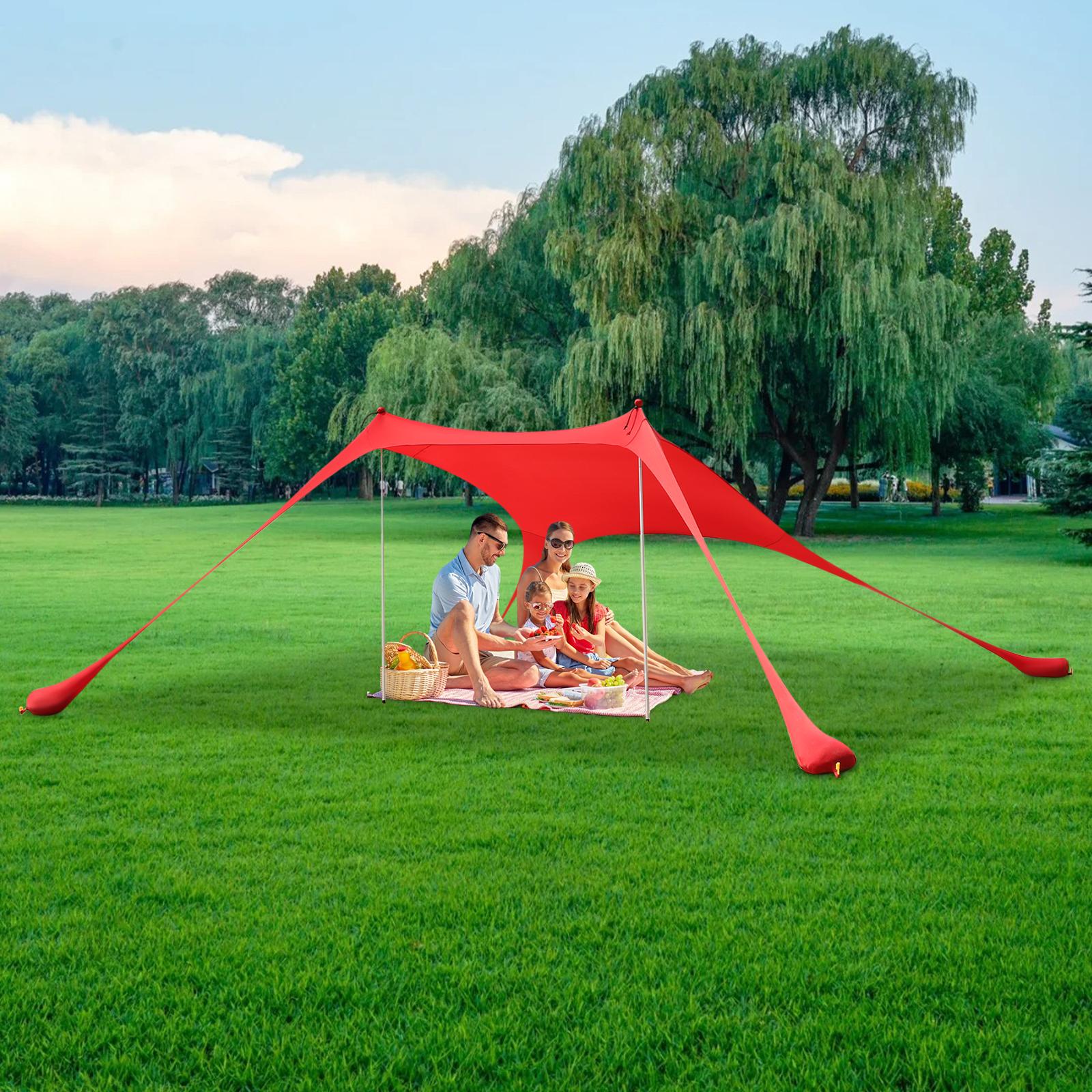 Beach Stretch Tent, Outdoor Tent for Beach Camping,Beach Elastic Sunshade - Red