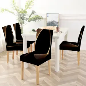 Luxurious and minimalist line pattern printed chair cover, easy to install and detachable chair cover, suitable for kitchen, living room, dining room, and office chairs, as well as home decoration chair cover, Universal chair cover