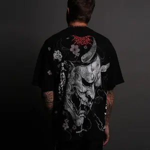 Bushido Hannya Oversized Graphic Shirt, Retro Urban Unisex Apparel, Relaxed Everyday Training Wear