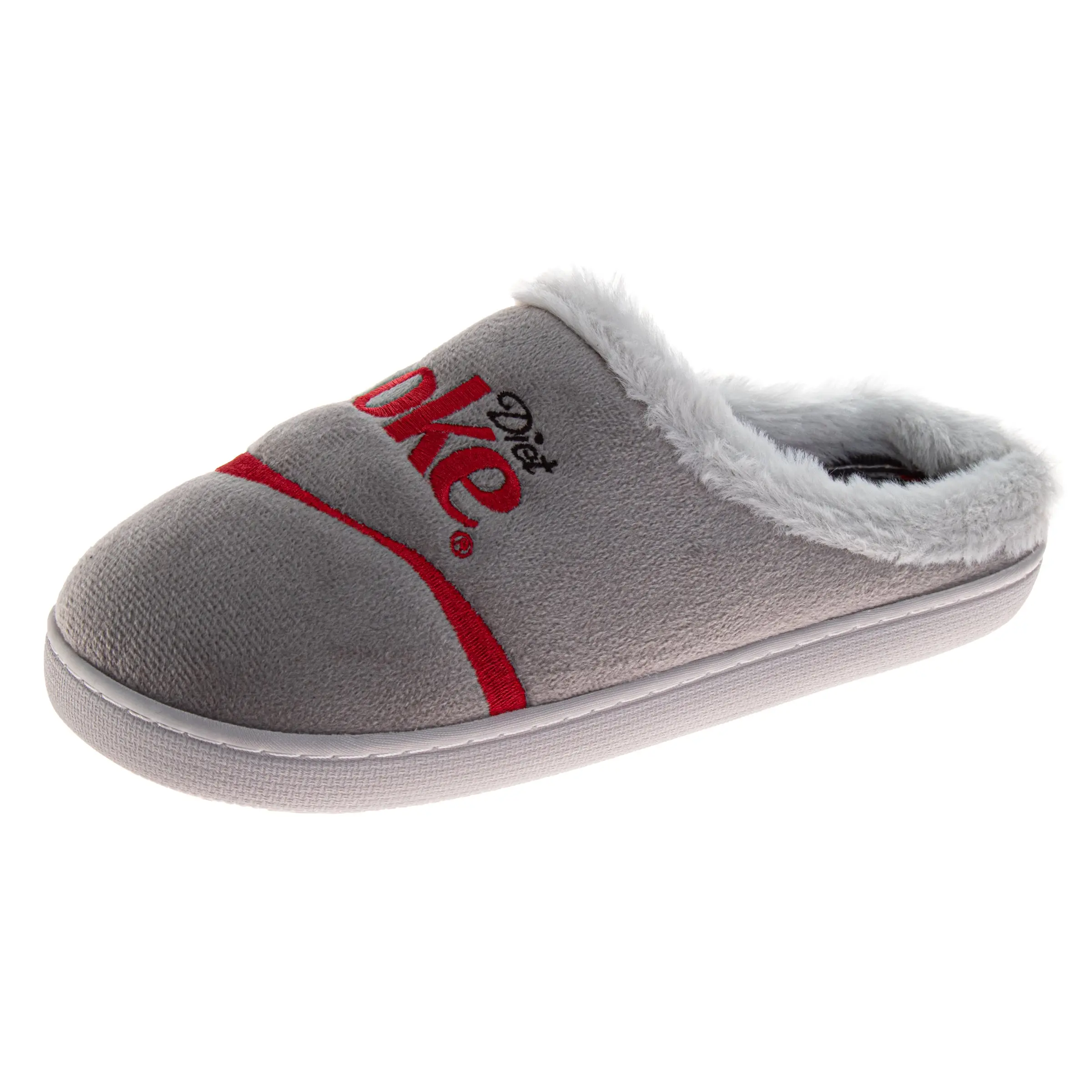 Coca-Cola Men's Classic Print Slide Slippers, Officially Licensed Plush Slip-On with Soft Cushioning and Non-Slip Sole
