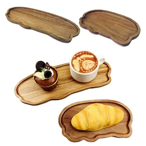 Japanese Style Acacia Wood Tray Rectangular Serving Platter for Breakfast Dining Multipurpose Wooden Plate Cutting Board for Food Bread Fruit Cheese Charcuterie Coffee Tea Simple Rustic Design Natural Wood Grain Perfect for Home Kitchen Use Party Holiday