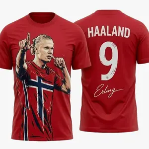 Erling Haaland #9 Signature Shirt, Norwegian soccer player, Erling Haaland Shirt, Norway Flag Game Day Shirt, Gift For Boyfriend 1