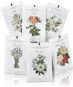 MYARO 12 Packs Scented Sachets for Drawer and Closet, Long-Lasting Sachets Bags Home Fragrance Sachet 6 Scents Option- Lavender, Rose, Jasmine, Ocean, Gardenia, Lily