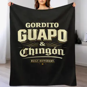 Gordito Guapo y Chingón Throw Blanket Soft Plush Cozy Fleece Blanket Funny Spanish Quote Gift for Men Husband Boyfriend Dad Bedroom Couch Sofa Home Decor
