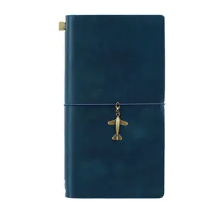 AIGUONIU Leather Notebook Handmade Vintage Cowhide Diary Passport Size TN Travel Notebook Cover Journal Sketchbook Planner