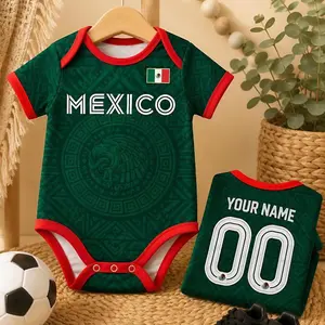 Personalized Mexico Baby Bodysuit | Custom Name Soccer Baby Outfit | Mexico Football Fan Gift | Newborn Sports Jersey Onesie