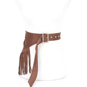Faux Suede Fringe Western Belt