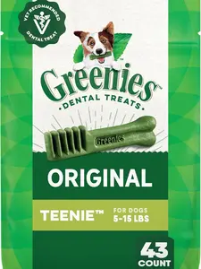 Greenies Natural Dental Dog Treats Regular Size Original Flavor 3 oz Pack 11 Count for Dogs 5-15 lbs Teenie Size