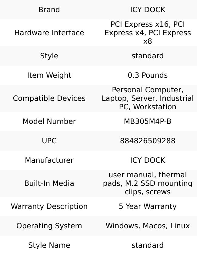ICY DOCK Removable M.2 NVMe SSD to PCIe 4.0 x4 Mobile Rack Adapter Card for PCIe Expansion Slot | ExpressSlot Core MB305M4P-B