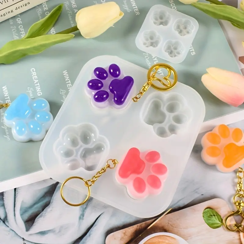 DIY silicone mold for mini cat paw pendant, suitable for casting candles, soap, resin, and gypsum, Soap Making Molds