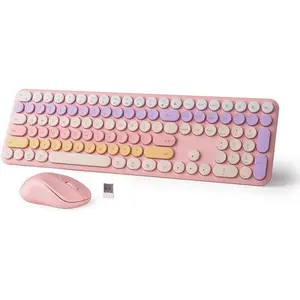 Keyboard  Combo, 2.4Ghz Aesthetic Quiet Keyboard and  , 110  Full Size Ultra-Thin Cute Keyboard for Laptop, , PC, Notebook, Windows,  OS(Gradient )