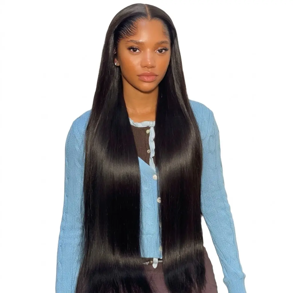 4EVER HAIR 220% Density 13x6 HD Transparent Lace Front Wigs Human Hair 30 Inch Brazilian Virgin Straight Hair Frontal Wig Body Wave Wig For Women Pre Plucked With Baby Hair Natural Black Breathable Wig Cap