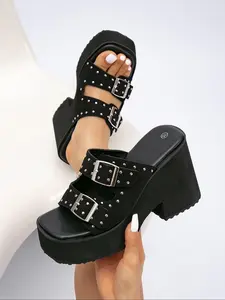 Women's Fashionable Plain Color Ankle Strap Sandals, Casual Versatile Platform Sandals for Summer, Lightweight Breathable Comfortable Shoes for Daily Wear