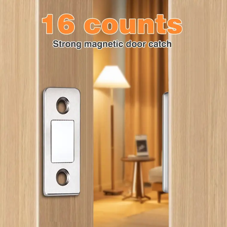 16 Pack Punch Free Magnetic Cabinet Catches, Strong Magnetic Door Stopper for Cabinet Drawer Window Multi-purpose Household Use, Cabinet Stoppers, Magnet Locks For Cabinets