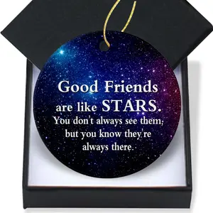 Friendship Gift Christmas Ornament 2024,Friends are Like Stars Ornament Keepsake Holiday Gift for Your Friends,Perfect for Home Decor XMAS Tree Hanging Ornament Round 3 Inch