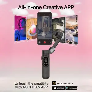 AOCHUAN Smart X Kit Handheld Gimbal Professional Video Stabilizer Tripod Stand Set Compatible with Phones Selfie Recording 360 Degree Rotation Built-in Three-Color Fill Light Clear and Stable 2025 New Model