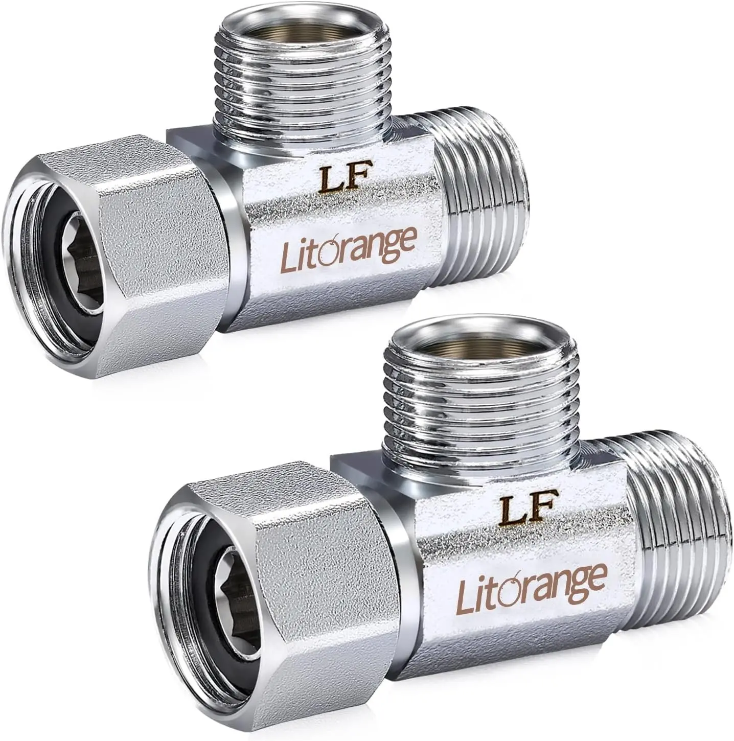 Lead-Free Brass 2 PCS 3/8 Inch Angle Stop Add-A-Tee Compression Tee Valve | 3/8" Inlet by 3/8" Outlet by 3/8 Inch Outlet Compression Tee