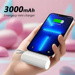 Capsule Mini Power Bank with Cable, Portable Dual Device Charger, Airplane Compatible, Emergency Charging for All Phones