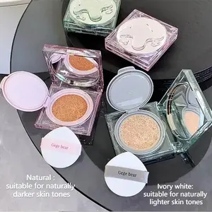 BB Cream Air Cushion Liquid Foundation Full Coverage Waterproof Long-lasting Concealer Cushion Compact Face Makeup Base with Moisturizer for Daily Use