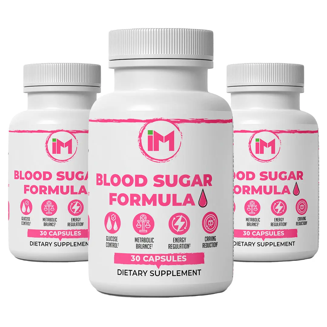 IM Blood Sugar Formula - 3 Bottles | Glucose & Metabolic Support | Daily Wellness Formula with Chromium, Cinnamon & Bitter Melon