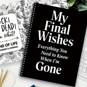 Lifelong planning notebook, Unlined notebook, black paper diary, used for final wish, inheritance and insurance organization, plant theme, no grid lines, college marking, suitable for important document classification, life planner, Organizer Notebook