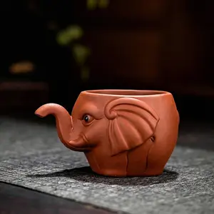 Zisha Elephant-shaped Teacups Teapots and Kung Fu Tea Sets Handcrafted Clay Drinkware for Tea Lovers