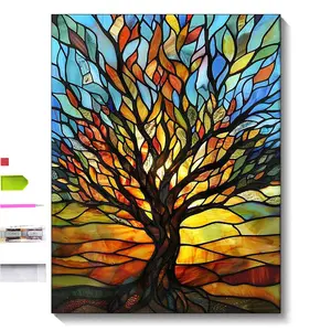 5D DIY Diamond Painting Kit: This Colorful Glass “Tree of Life” Handmade Art Diamond Painting Home Decor