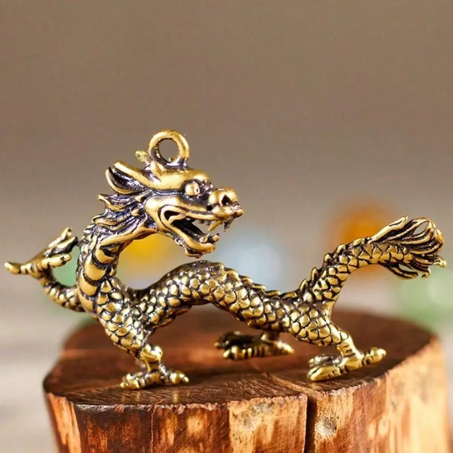 2 Pieces Traditional Chinese Fengshui Dragon Ornaments - Antique Mini Oriental Craft, Collectible Fengshui Ornaments for Home Decoration & Collection, Traditional Chinese Fengshui Ornaments