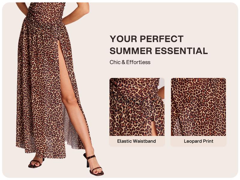 Lilylove Women's Cover Up Skirt Ringy High Slit Bathing Suit Bikini Swimsuit Coverup Sheer Mesh Long Skirt for Summer Ladies Bottoms for Beach Holiday Vacation