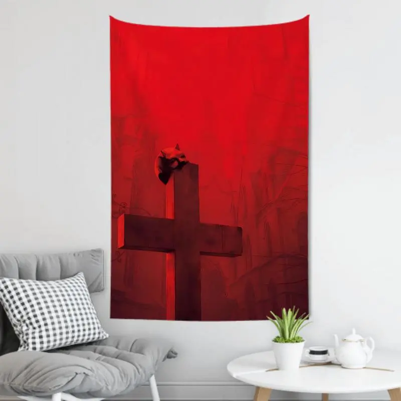 Custom Aesthetic TapestryEvil Superhero D-Daredevil Tapestry Room Decor Wall Cloth Party Hanging Background Room Decor Baby Room Cotton Light Decorative LinenAnime Flag Letter Print Personalized Wall Decor Festival Background Hanging Cloth