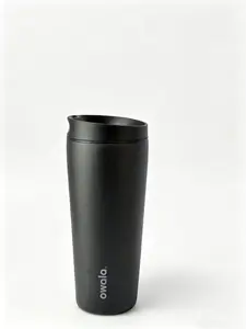 Owala 20oz SmoothSip Slider Tumbler Reusable Insulated Coffee Mug with No-Spill Lid Keeps Drinks Hot/Cold Matte Black Drinkware Flasks Stylish Portable