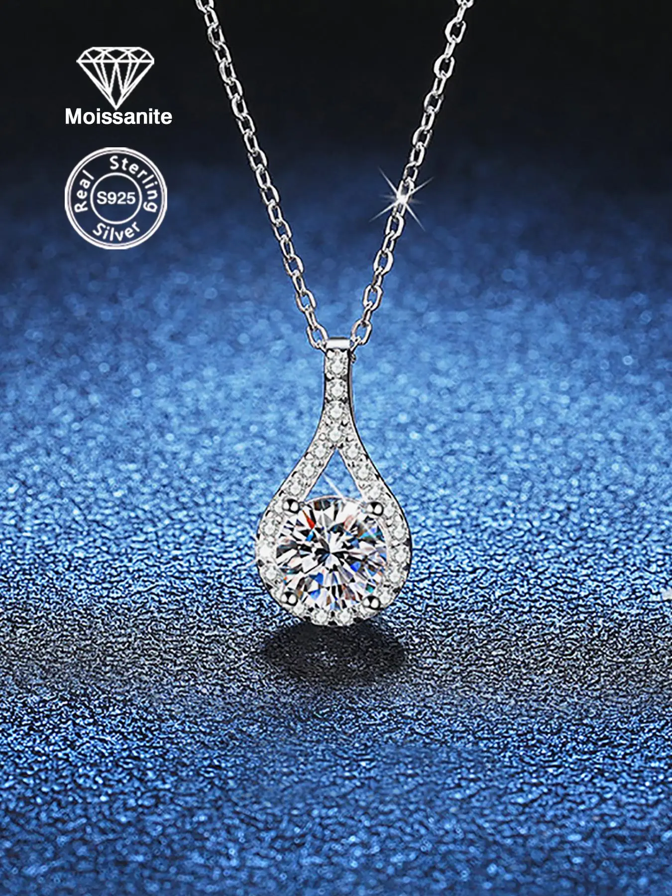 925 Sterling Silver Moissanite Pendant Necklace for Women, Elegant Jewelry for Party, Daily Clothing Decor, Trendy All-match & Exquisite Jewelry for G