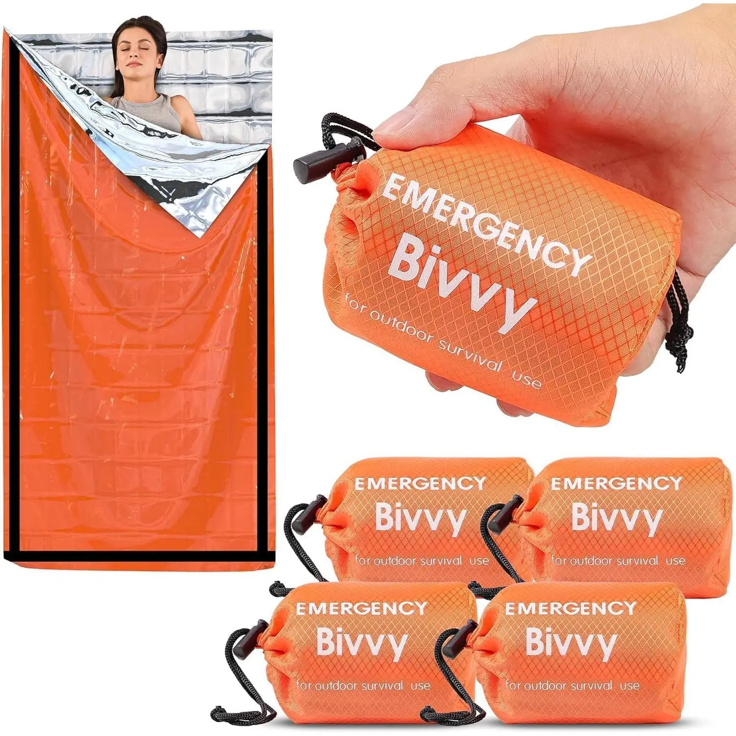 Emergency Sleeping Bag Survival Bag, Portable Waterproof Thermal Bivy Sack, Mylar Bags Bivvy Bags, Camping Survival Gear Emergency Blankets Survival Shelter