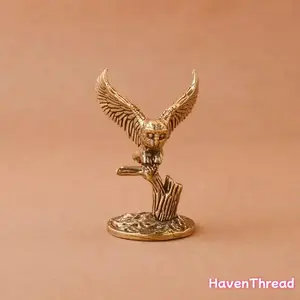 Brass Resin Owl Figurine, Office Decor Craft Gift, Decorative Piece Home Decoration Ornament, Copper Eagle Statue, Unique Artistic Design