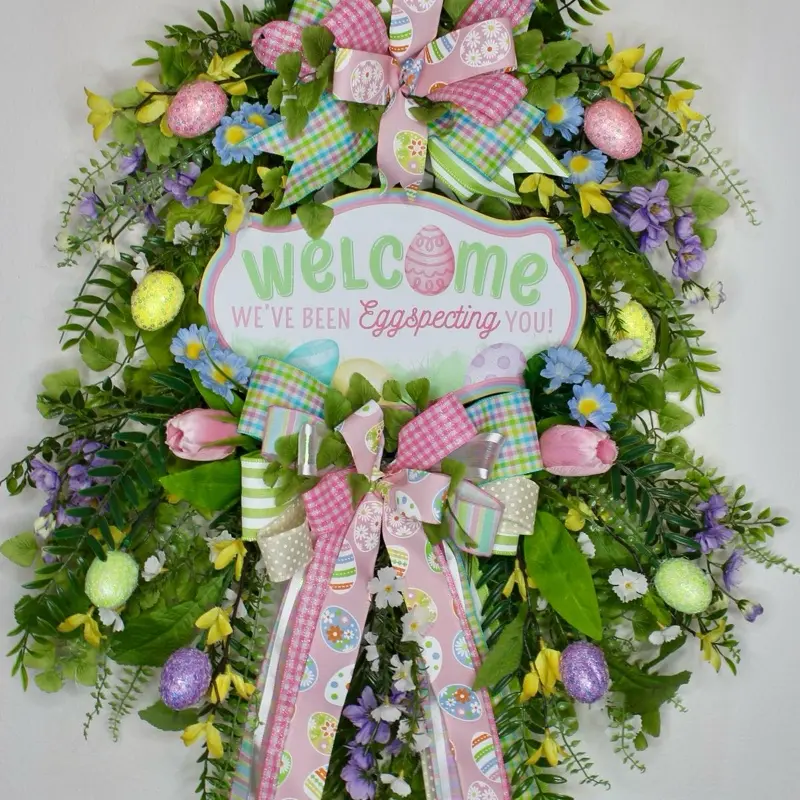 Eggspecting Easter Wreath