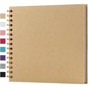 8 x 8 Inch DIY Scrapbook Album 40 Pages Hardcover Kraft Paper Scrap Book Photo Albums Memory Book for Wedding and Anniversary Family (Yellow, 8 Inch)