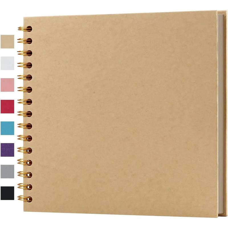 8 x 8 Inch DIY Scrapbook Album 40 Pages Hardcover Kraft Paper Scrap Book Photo Albums Memory Book for Wedding and Anniversary Family (Yellow, 8 Inch)